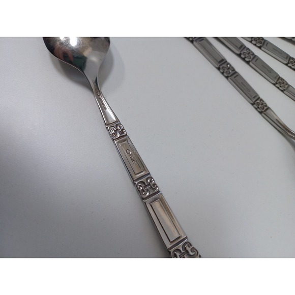 Oneida Silver Coronation - Black Accent 6 1/8 Inch Stainless Teaspoon VTG Lot 6 - Picture 5 of 6